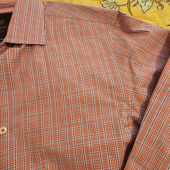 Tattersall London Red Plaid button down shirt men's size 16 32/33 - Picture 4 of 6